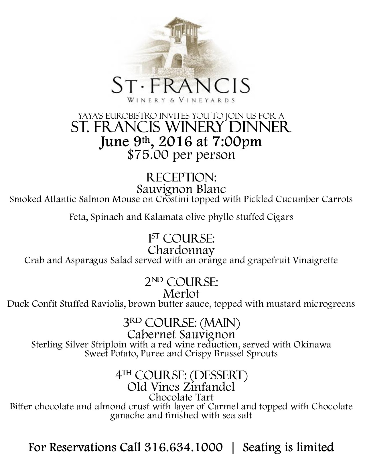 St Francis Wine Dinner June 2016